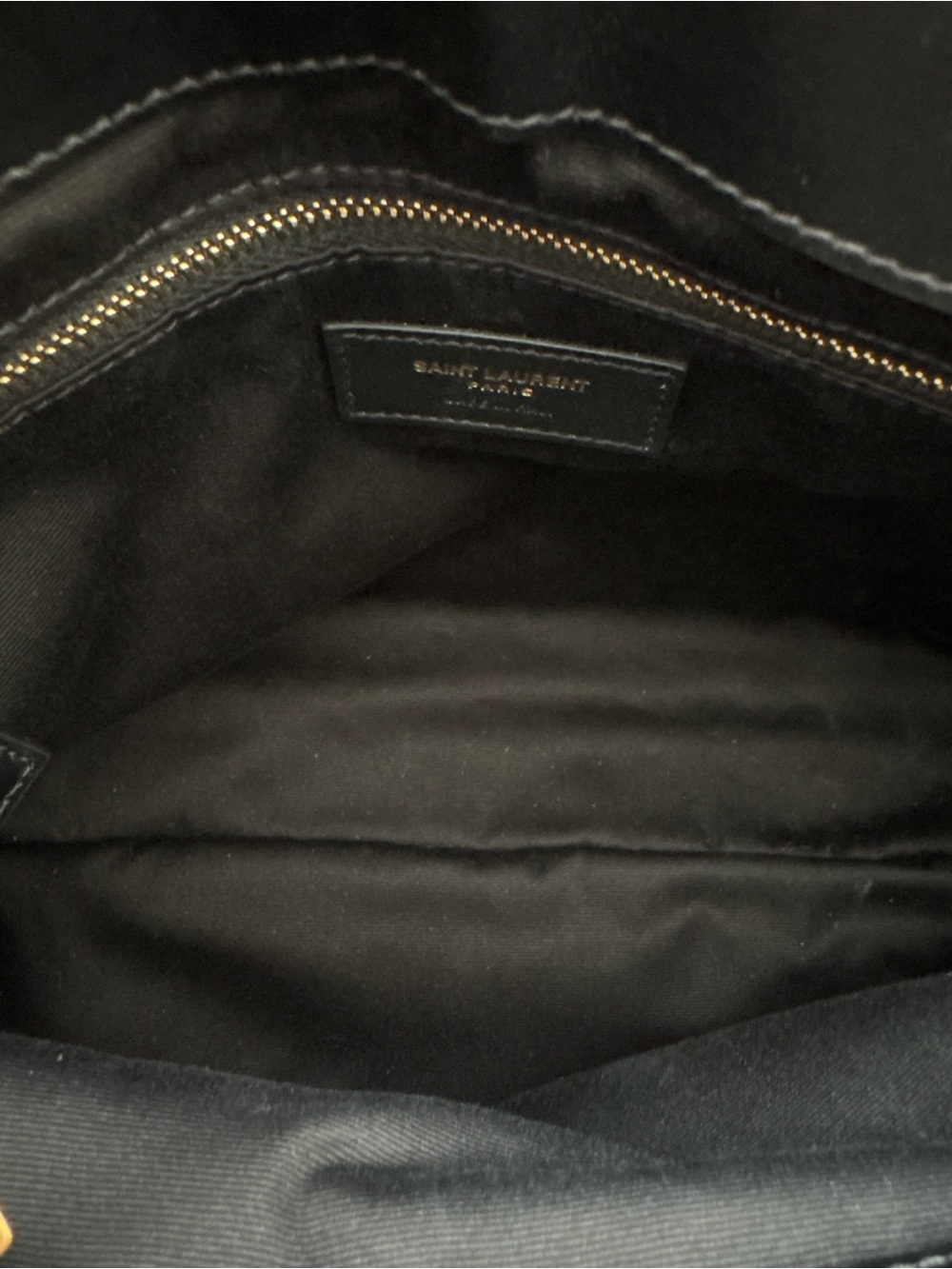Saint Laurent Black Quilted Chevron Leather Shoulder Bag with Gold YSL Logo - Picture 13 of 15